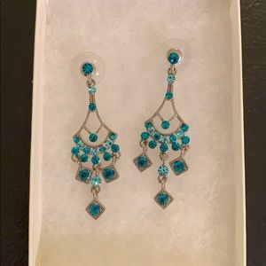 Lightweight Silver and Blue Chandelier Earrings